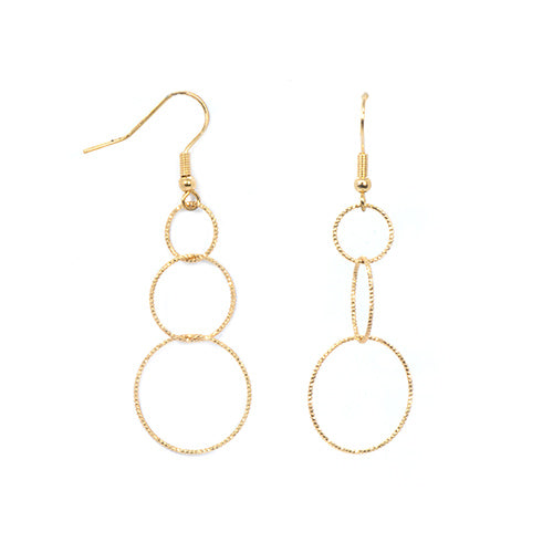 TRIPLE HOOP DIAMOND CUT DROP EARRING - E33354Y,W – Maya J