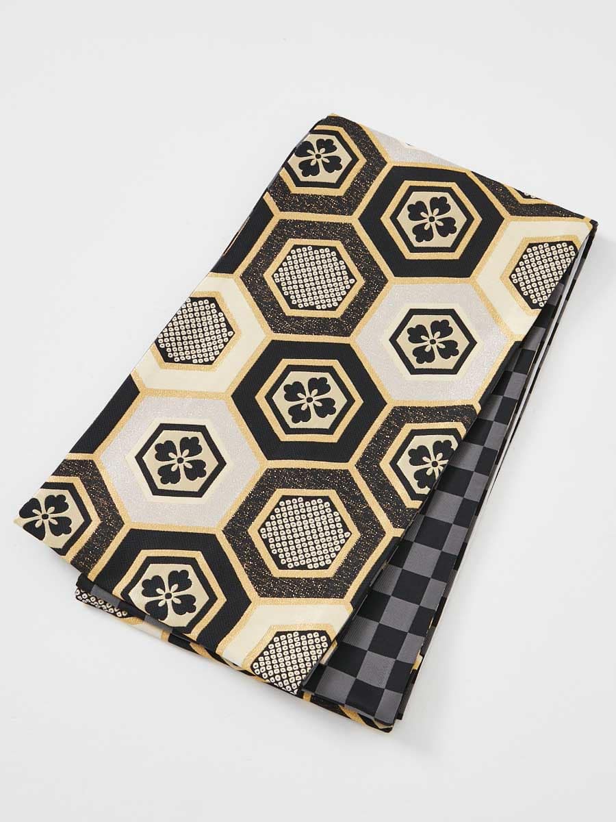 残りわずか】【予約商品】袋帯単品「花菱亀甲」(FREE ブラック