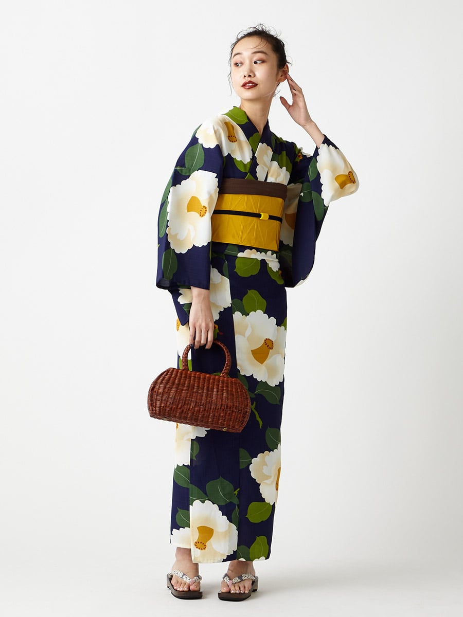 浴衣単品「椿オーバジーン」(FREE ロイヤルブルー): ふりふ ｜ミマツ