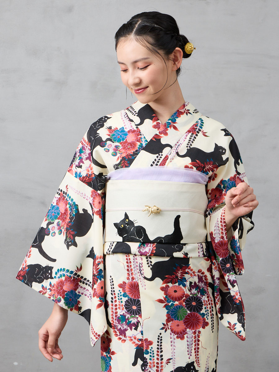 浴衣単品「 夜空猫 」(FREE パープル): ふりふ ｜ミマツグループ