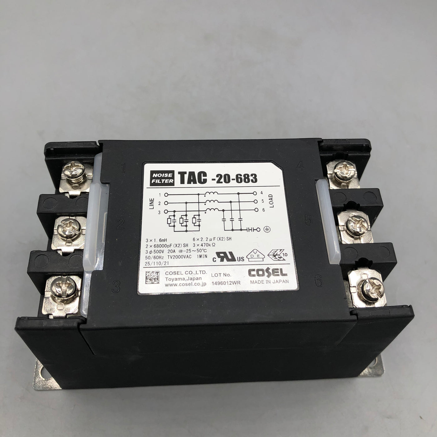 コ－セル ノイズフィルタ三相入力タイプ TAC-20-683 | FA機器