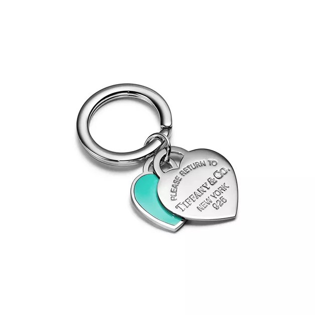 Return to Tiffany™:Double Heart Tag Keyring in Silver with Tiffany