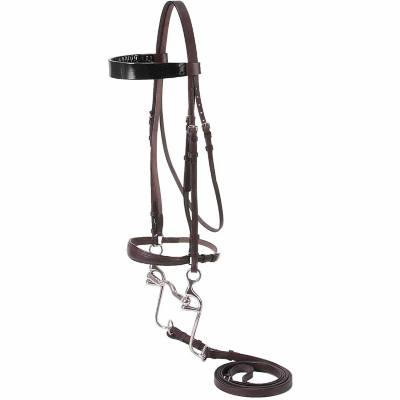 Tough1 Quality Leather Walking English Bridle, Horse at Tractor