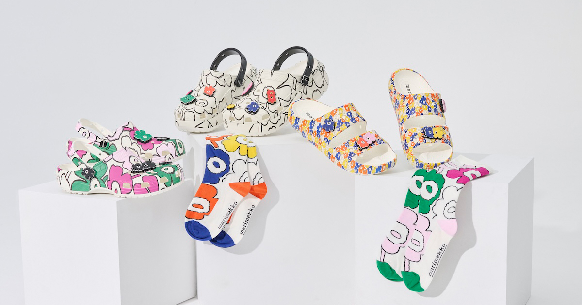マリメッコ」と「クロックス」が初のコラボ 親子で楽しめる花柄の