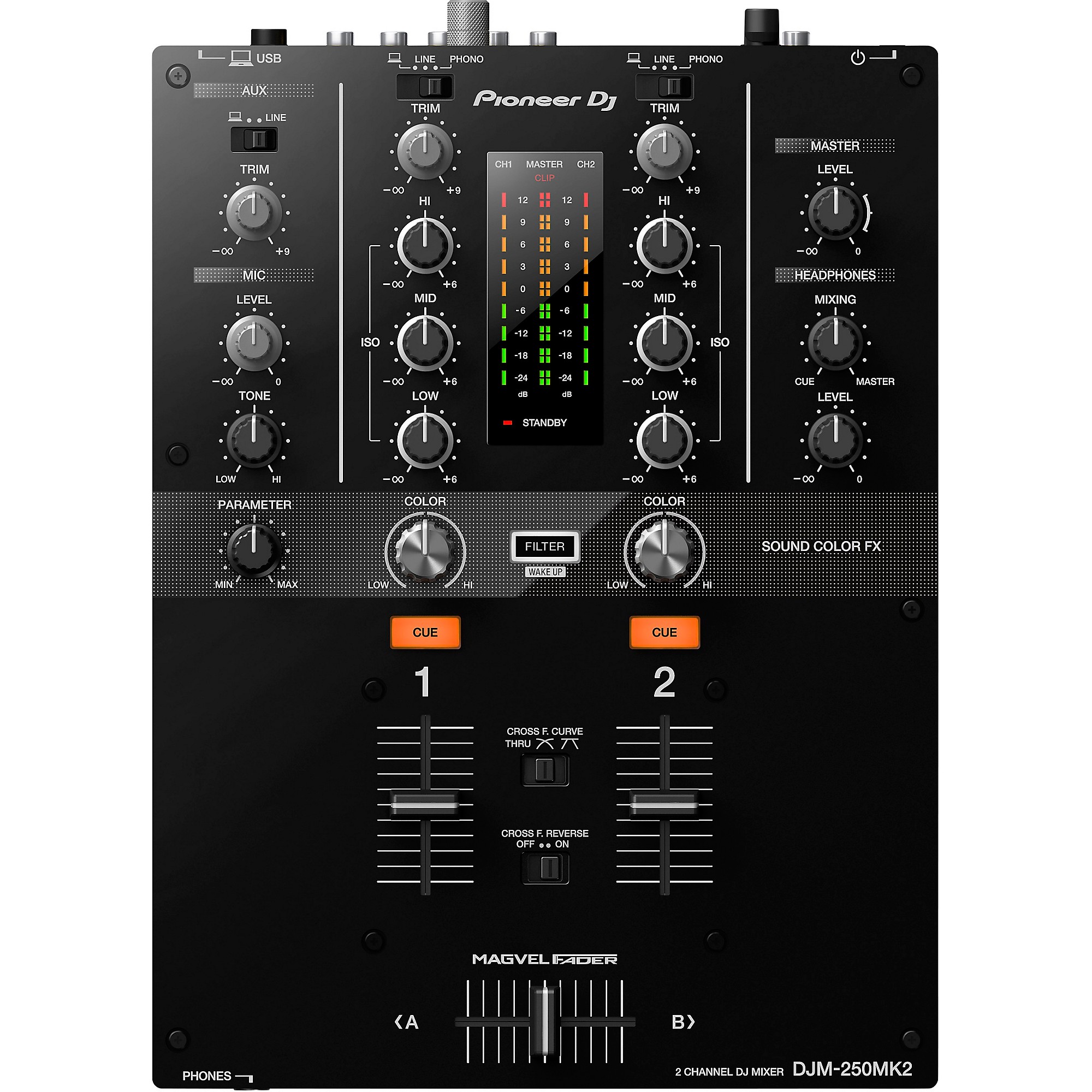 Pioneer DJ DJM-250MK2 2-Channel DJ Mixer With rekordbox | Guitar