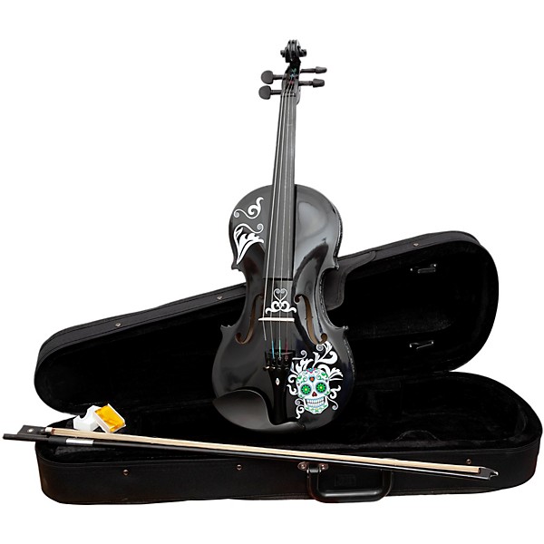 Rozanna's Violins Mariachi Black Sugar Skull Series Violin Outfit