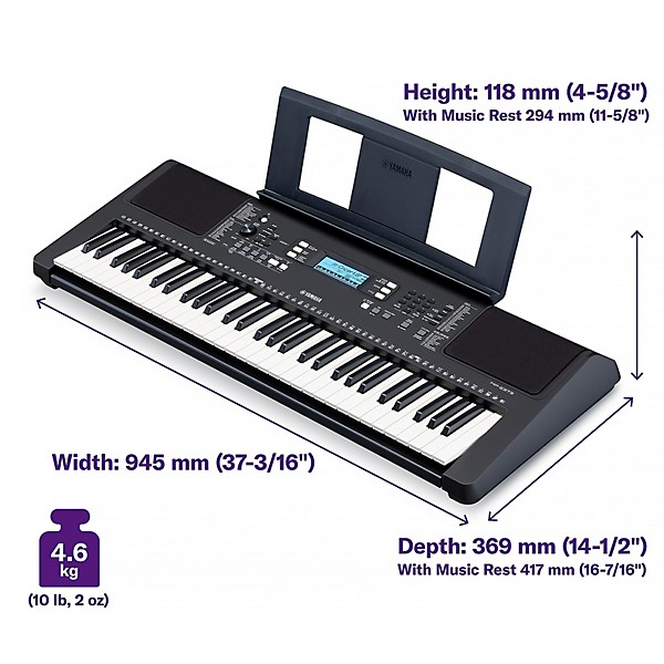 Open Box Yamaha PSR-E373 61-Key Portable Keyboard With Power