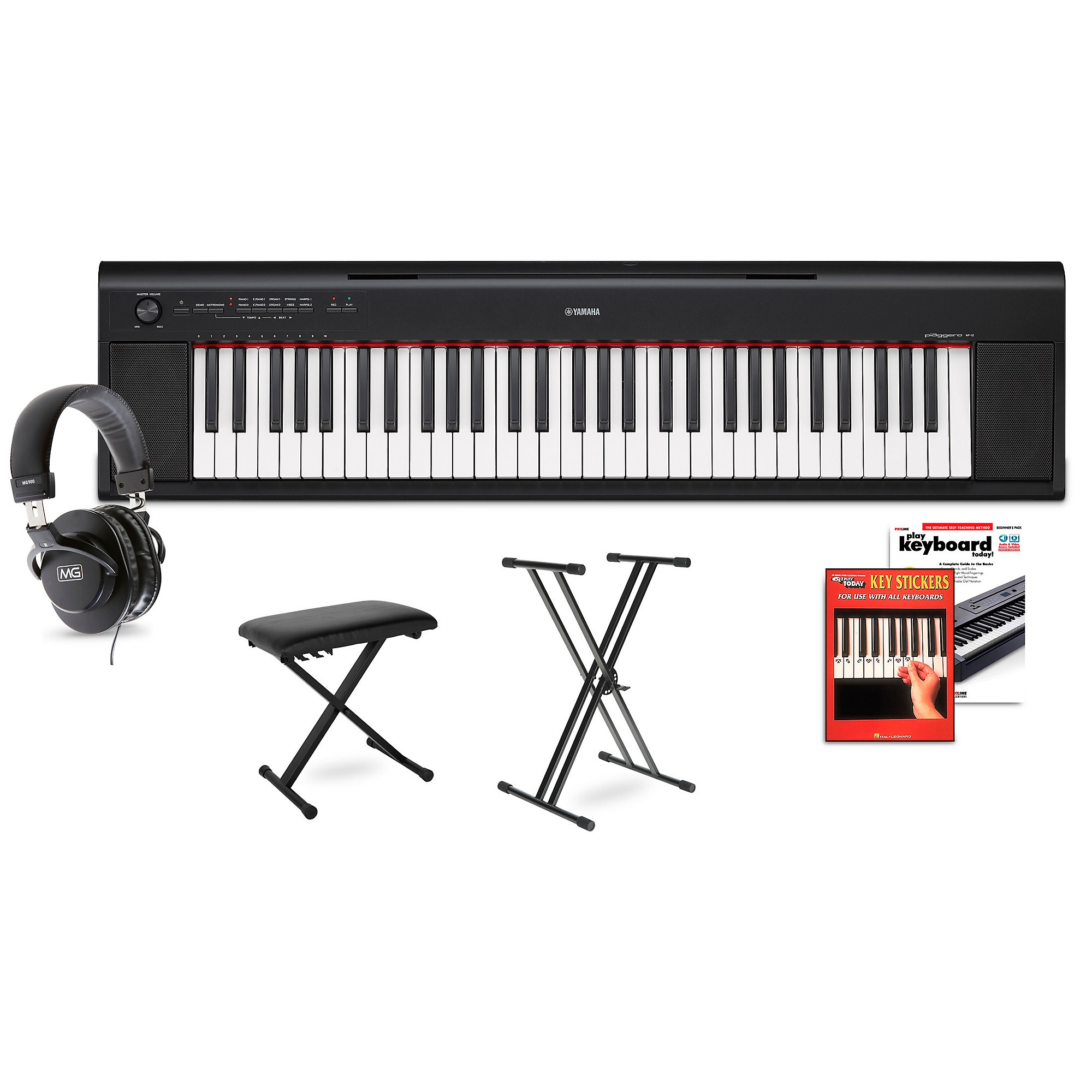 Yamaha Piaggero NP-12 Black Portable Keyboard With Power Adapter