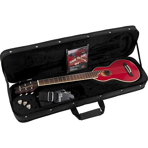 Washburn Rover Travel Guitar Transparent Red | Guitar Center