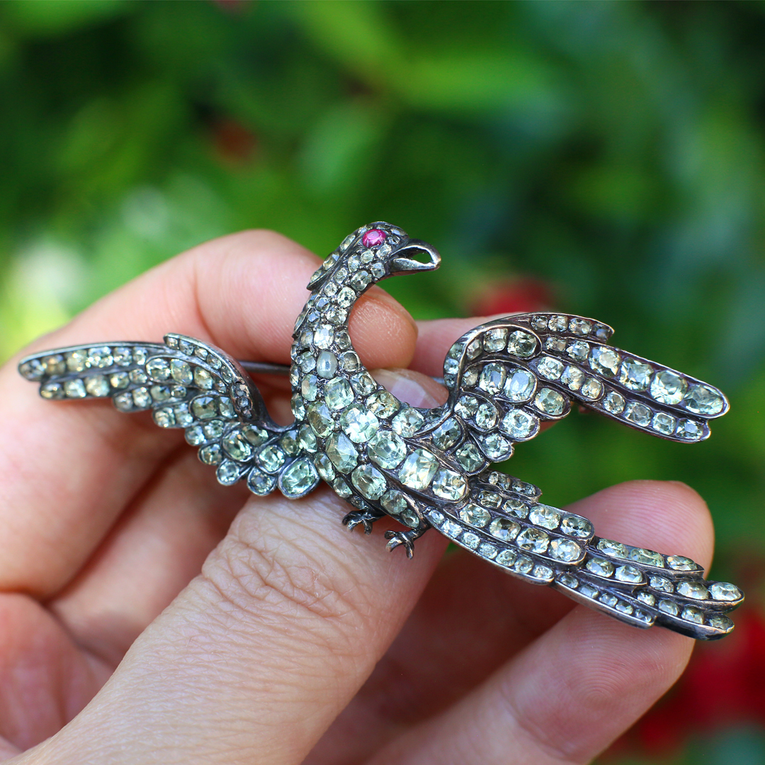 18th Century Portuguese Chrysoberyl Phoenix Brooch — Heart of