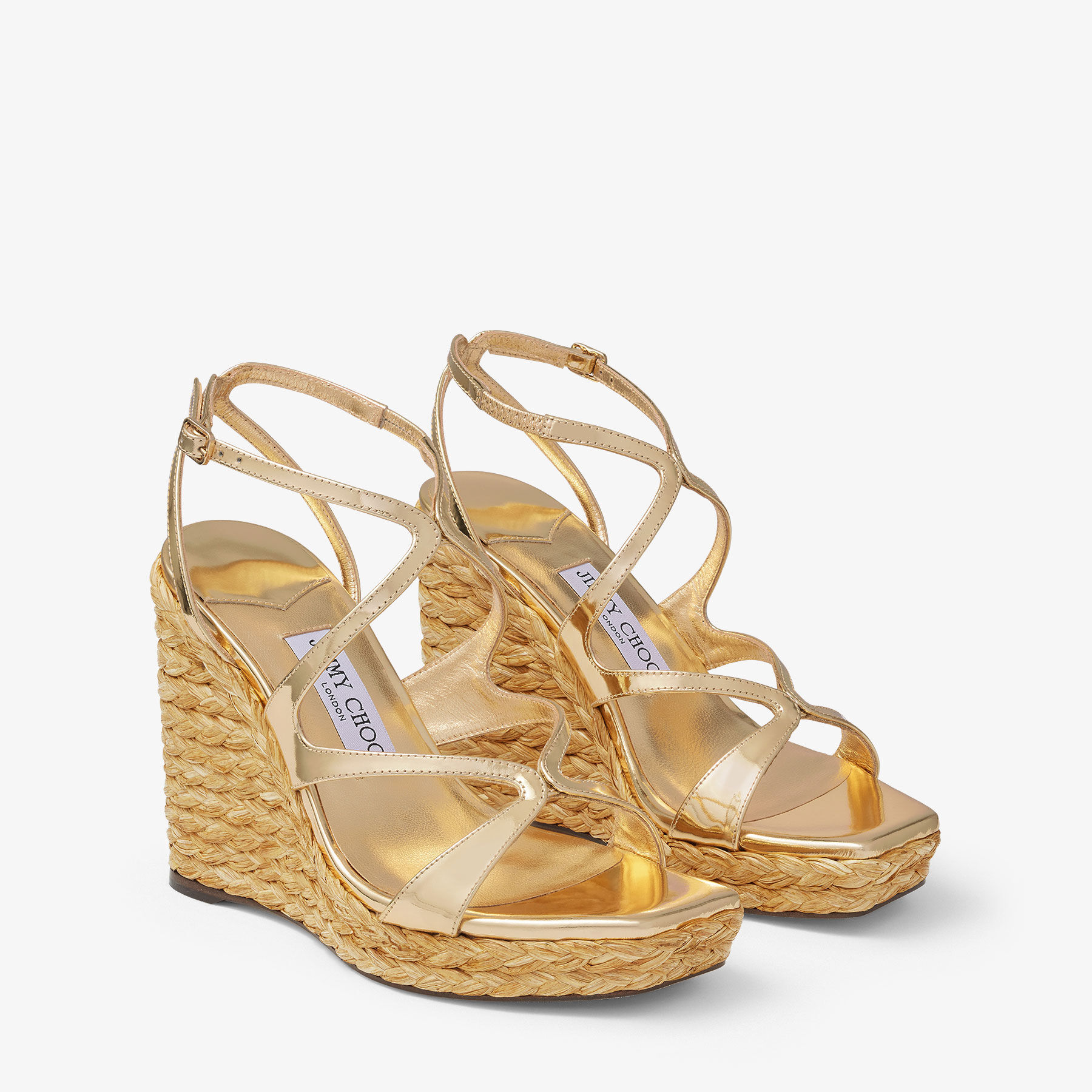 Ayla 110 | Gold Metallic Leather Wedge | JIMMY CHOO