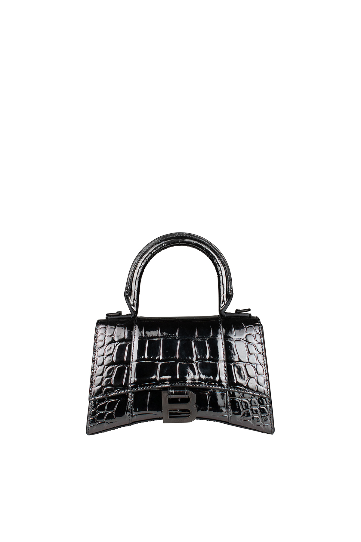 Luxury bag - Hourglass silver metallic small bag in crocodile