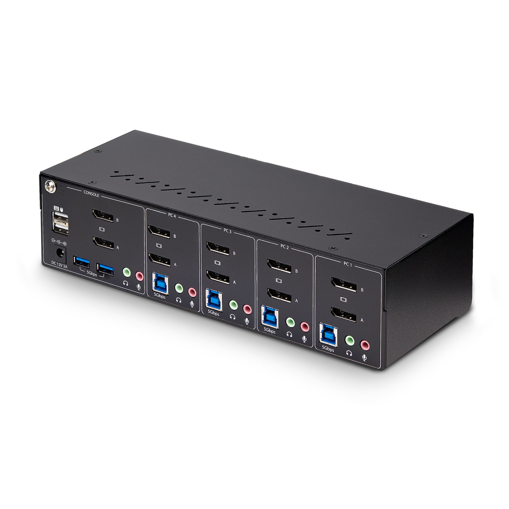 4-Port Dual-Monitor DisplayPort KVM Switch, 4K 60Hz, 2x USB 5Gbps