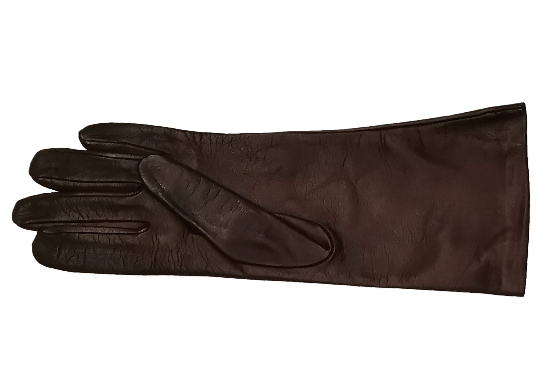 レディース ロング手袋◇ナパレザー◇ブラウン/MINK《シルク》 – Merola