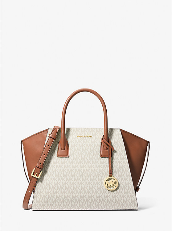 Avril Large Signature Logo Satchel in VANILLA | Michael Kors [GR]