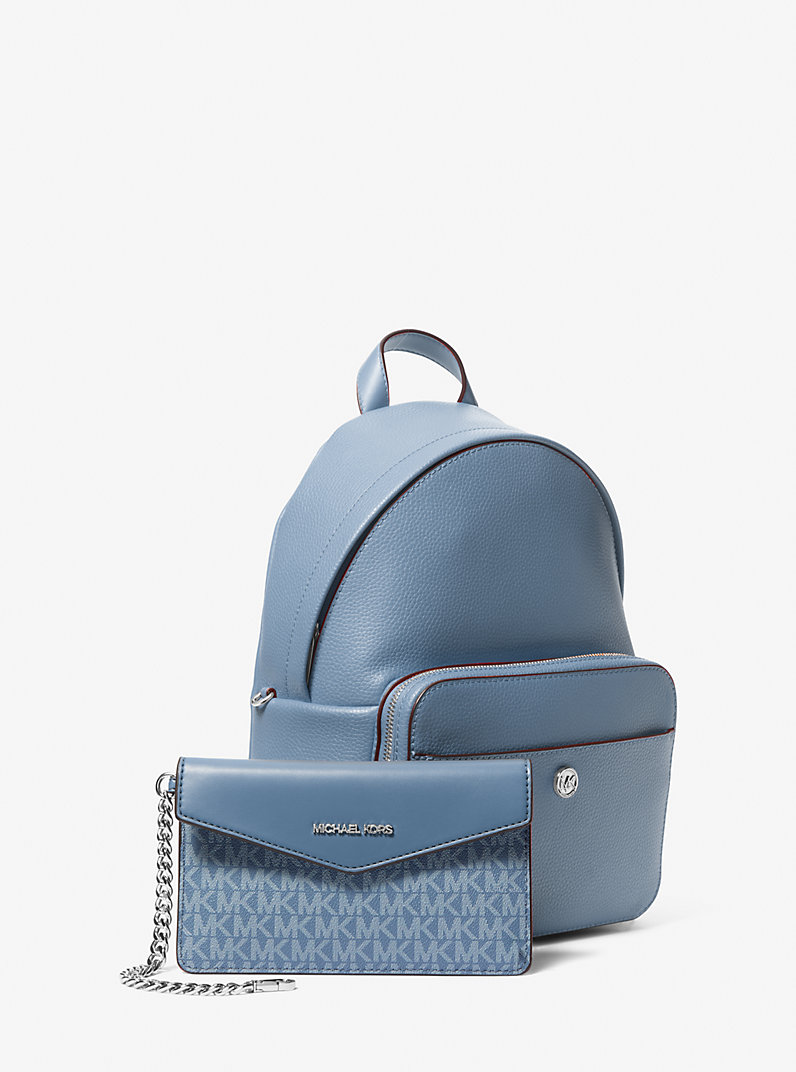 Maisie Medium Pebbled Leather 2-in-1 Backpack in DENIM - Sale