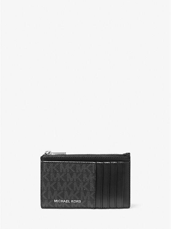 Cooper Slim Signature Logo Zip Wallet in BLACK - Sale | Michael