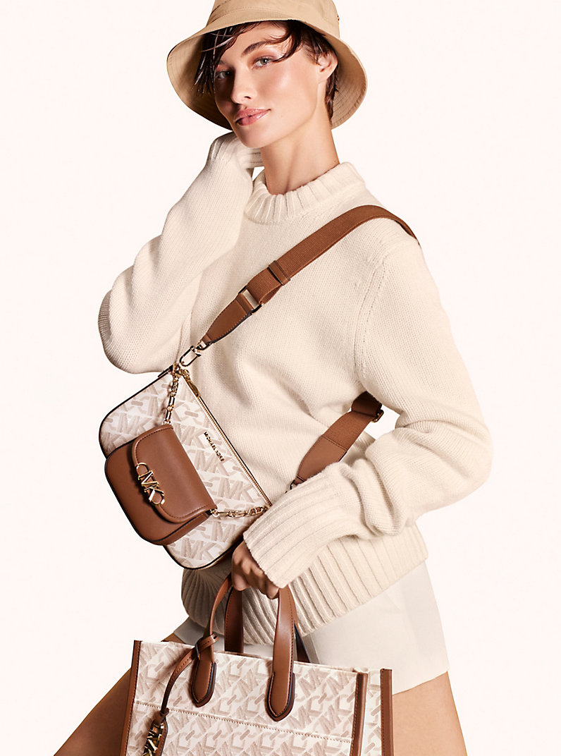 Parker Large Empire Signature Logo 2-in-1 Crossbody Bag in VANILLA