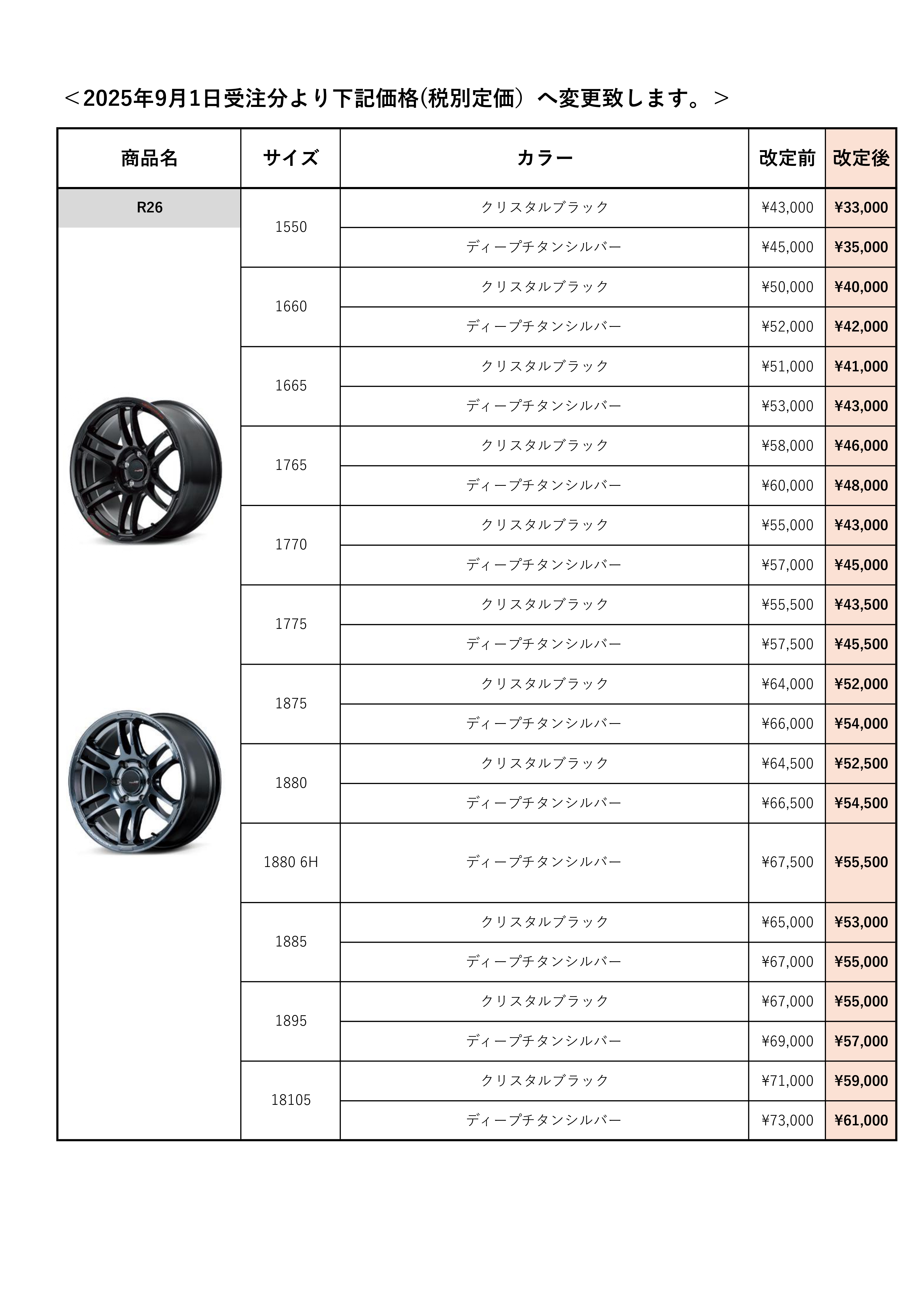 MID RACING 価格改定のご案内｜MID WHEELS｜日本品質の安全と技術を