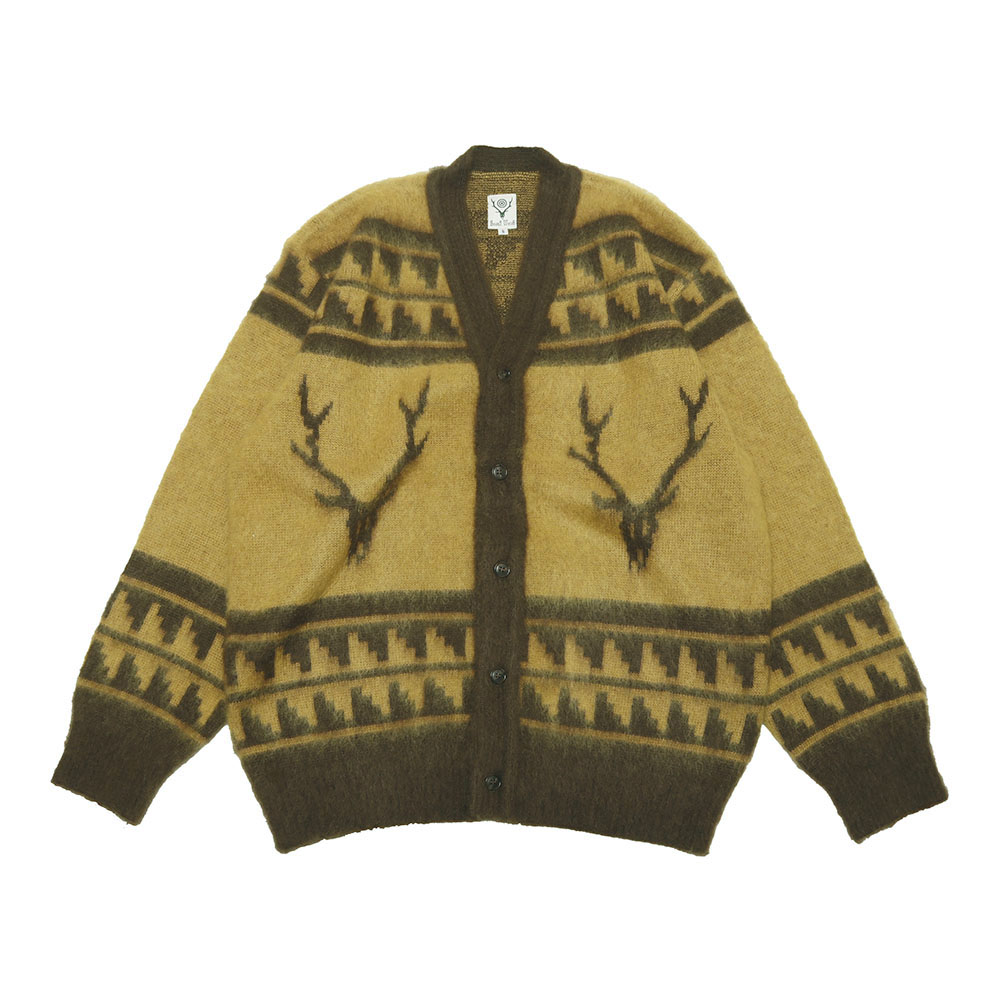 South2 West8[サウス2 ウェスト8]Mohair V-Neck Cardigan-Nordic Skull