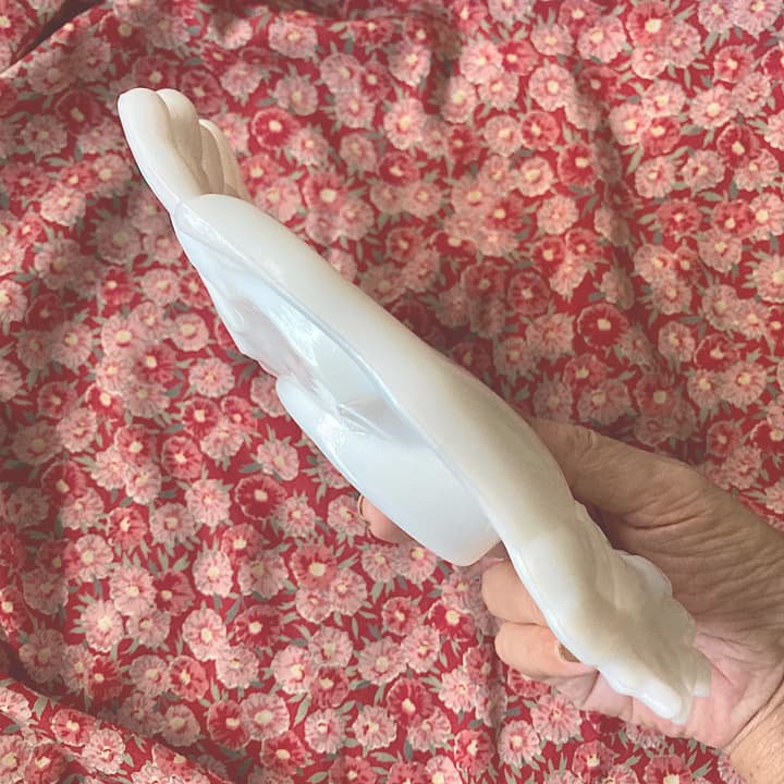 018WESTMORELANDホワイトミルクガラスオープンハンドトレイ