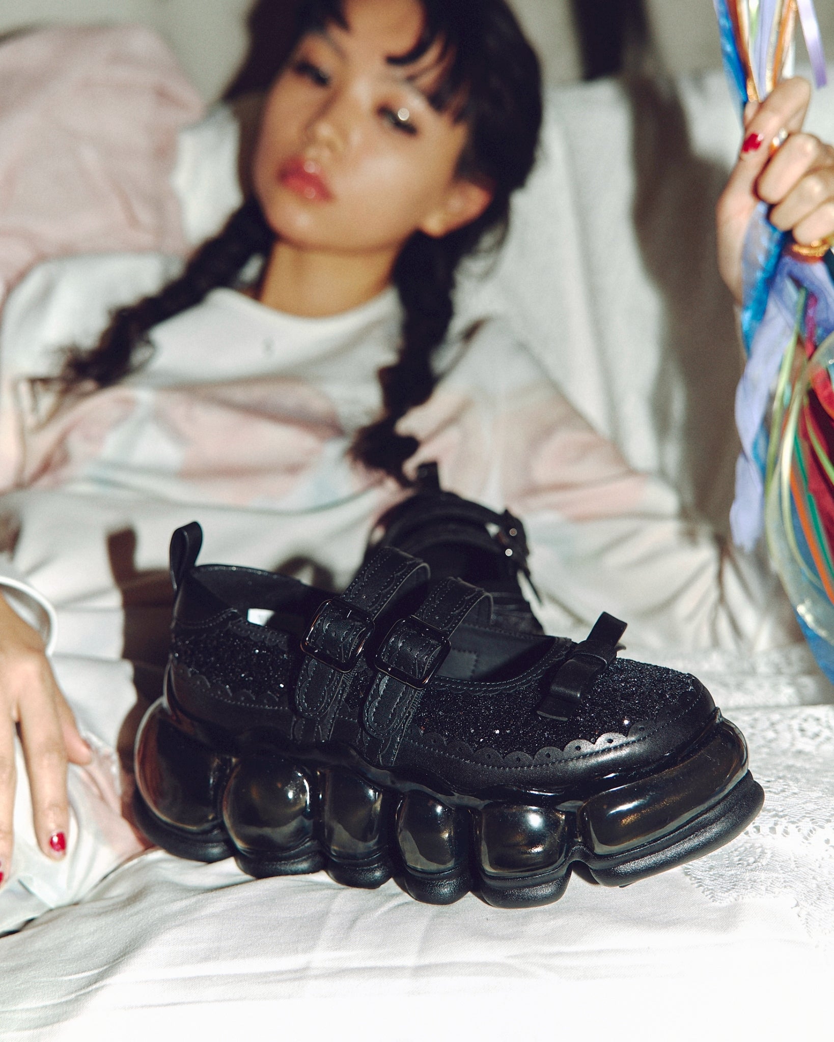 New Jewelry Mary Jane Sugar / Black Glitter – MIKIOSAKABE