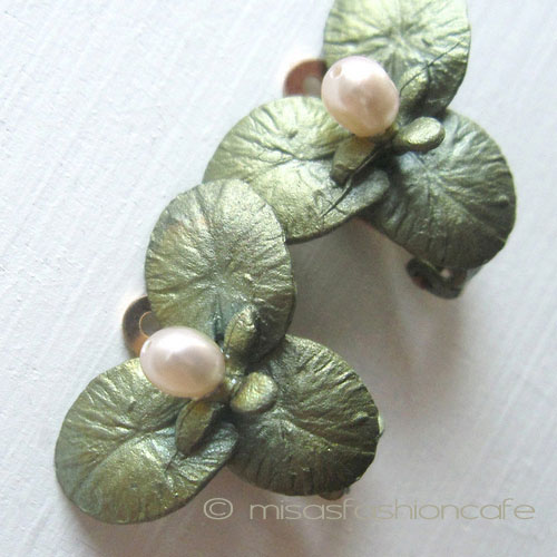 マイケルミショー 真珠 睡蓮の花イヤリング [4436_BZPP] - ￥8,600