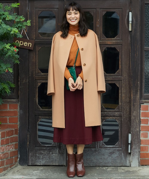 ウールカシミヤビーバー ノーカラー コート｜ニジュウサンクの通販