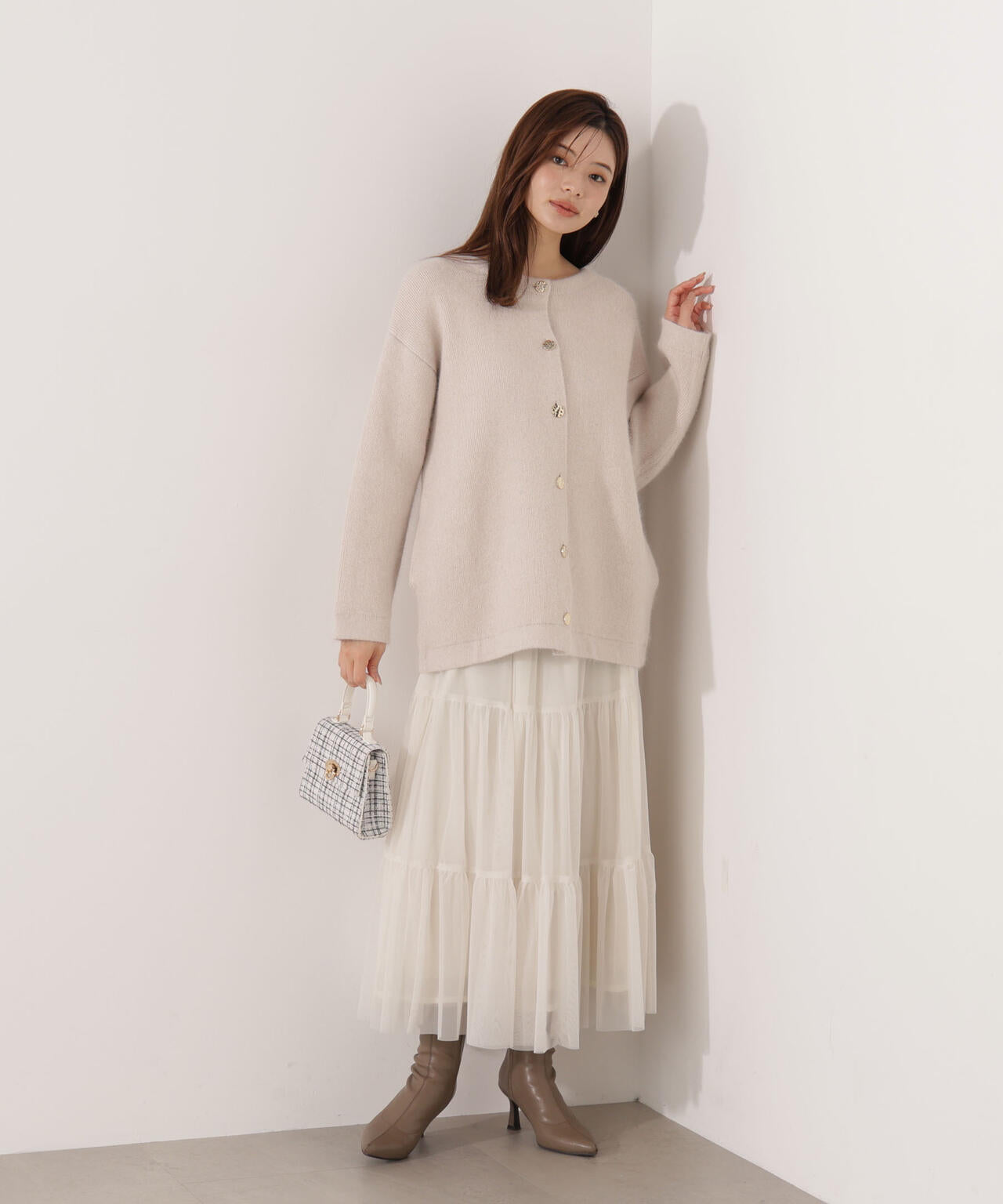 FOX混ダブルフェイスニットカーディガン | PROPORTION BODY DRESSING