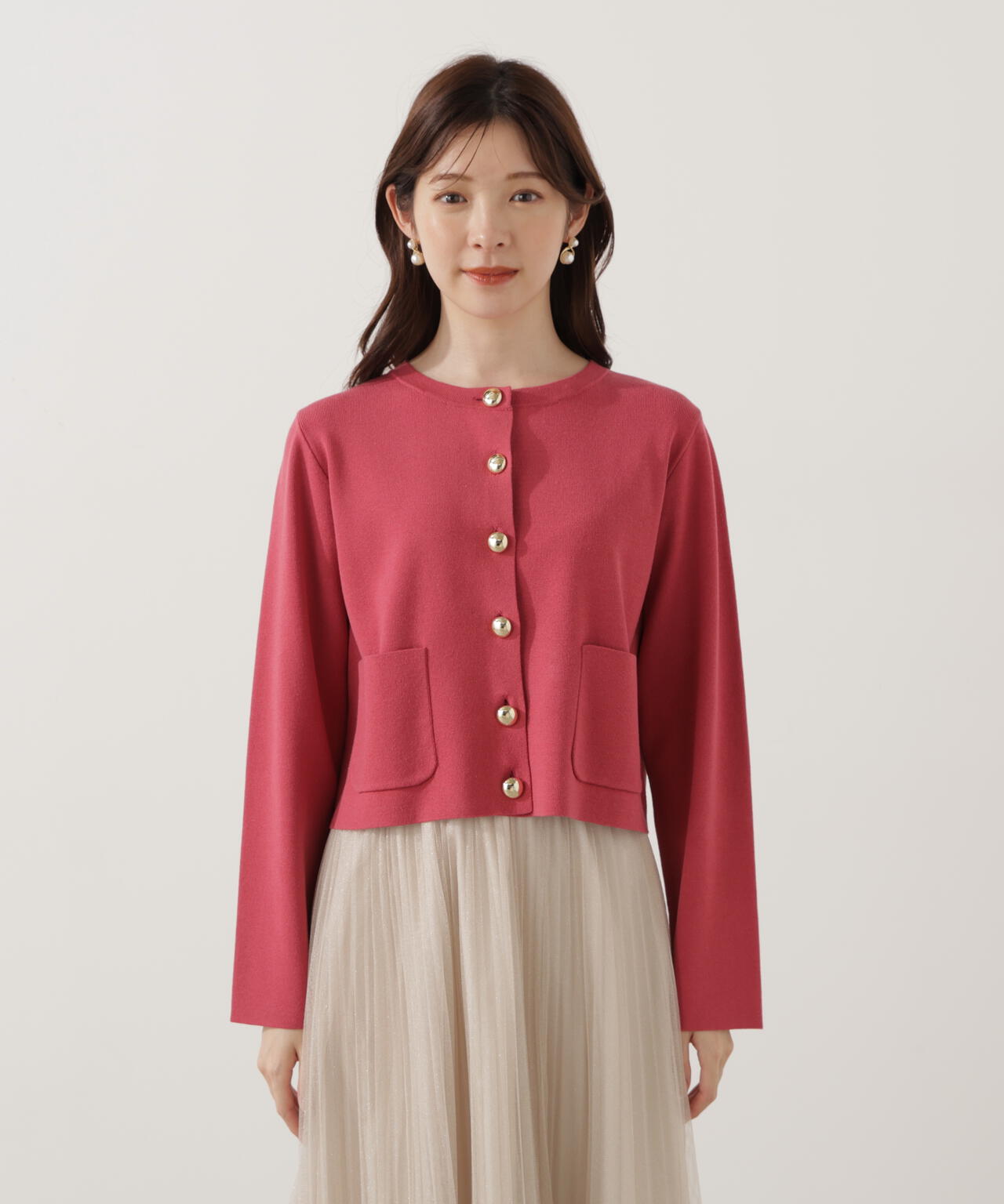 青島心さん着用】＜ハンドウォッシャブル＞シルク混ニットカーディガン