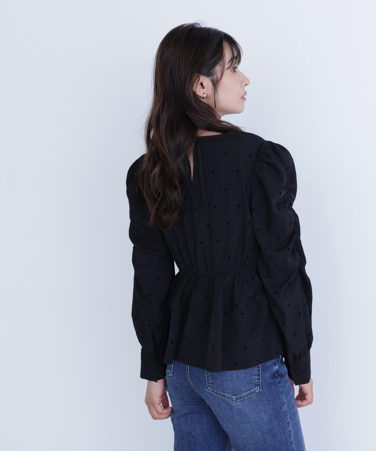 フロッキードットペプラムブラウス | NATURAL BEAUTY BASIC