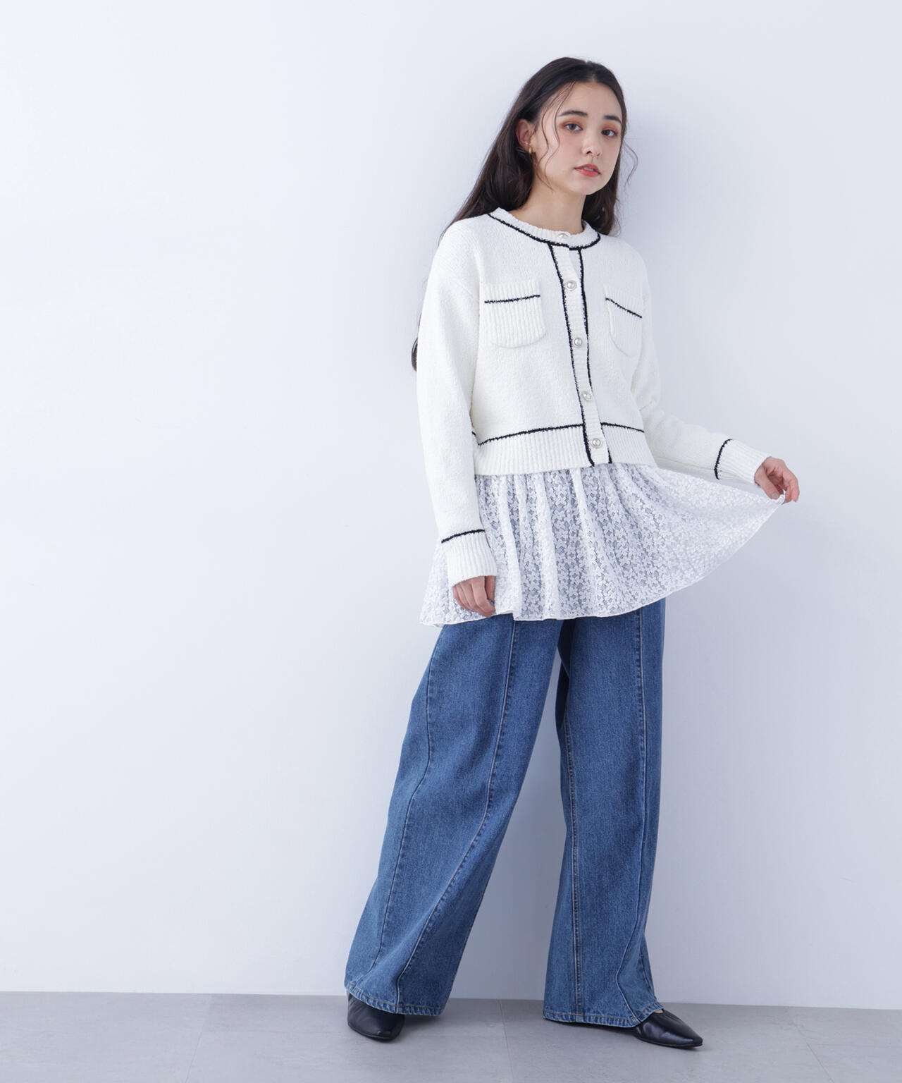 バイカラーラインポケットカーディガン | N. Natural Beauty Basic