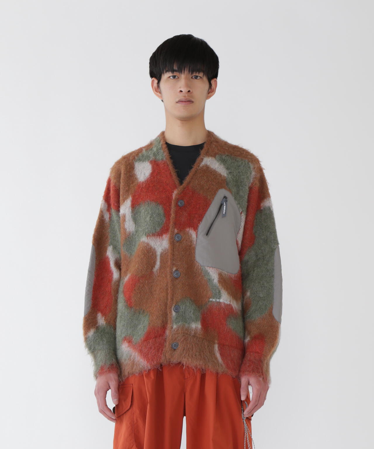 mix color shaggy knit cardigan | and wander（アンドワンダー