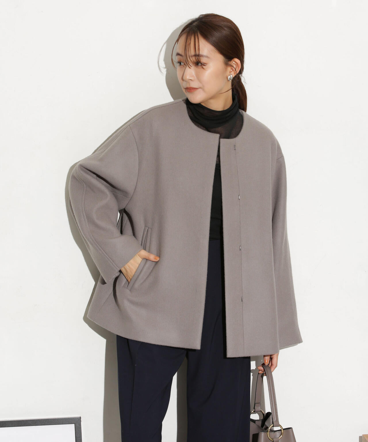 ハミルトンラムズウールノーカラーショートコート | NANO universe