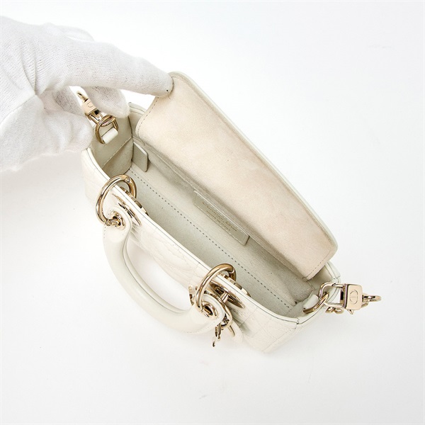 Christian Dior LADY D-JOY マイクロ ショルダーバッグ ホワイト