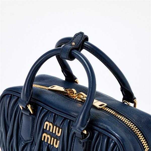 MIU MIU マテラッセ ハンドバッグ ネイビー ゴールド レザー