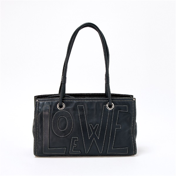 LOEWE アナグラム ショルダーバッグ ブラック レッド シルバー レザー