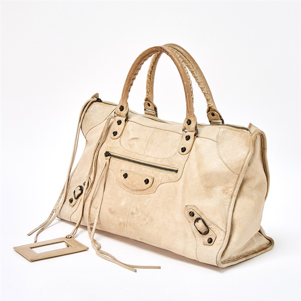 BALENCIAGA シティ ハンドバッグ ベージュ マットゴールド レザー