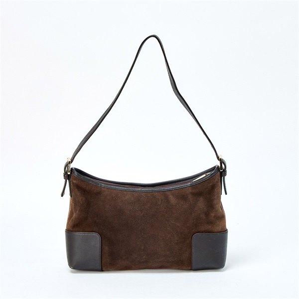 LOEWE アナグラム ショルダーバッグ ブラウン ゴールド スエード