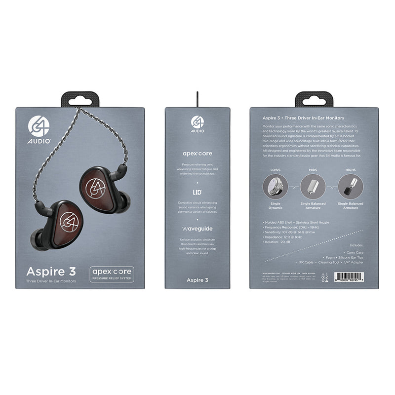 64 Audio】Aspire 3｜ユニバーサルフィットIEM/ハイブリッド型3