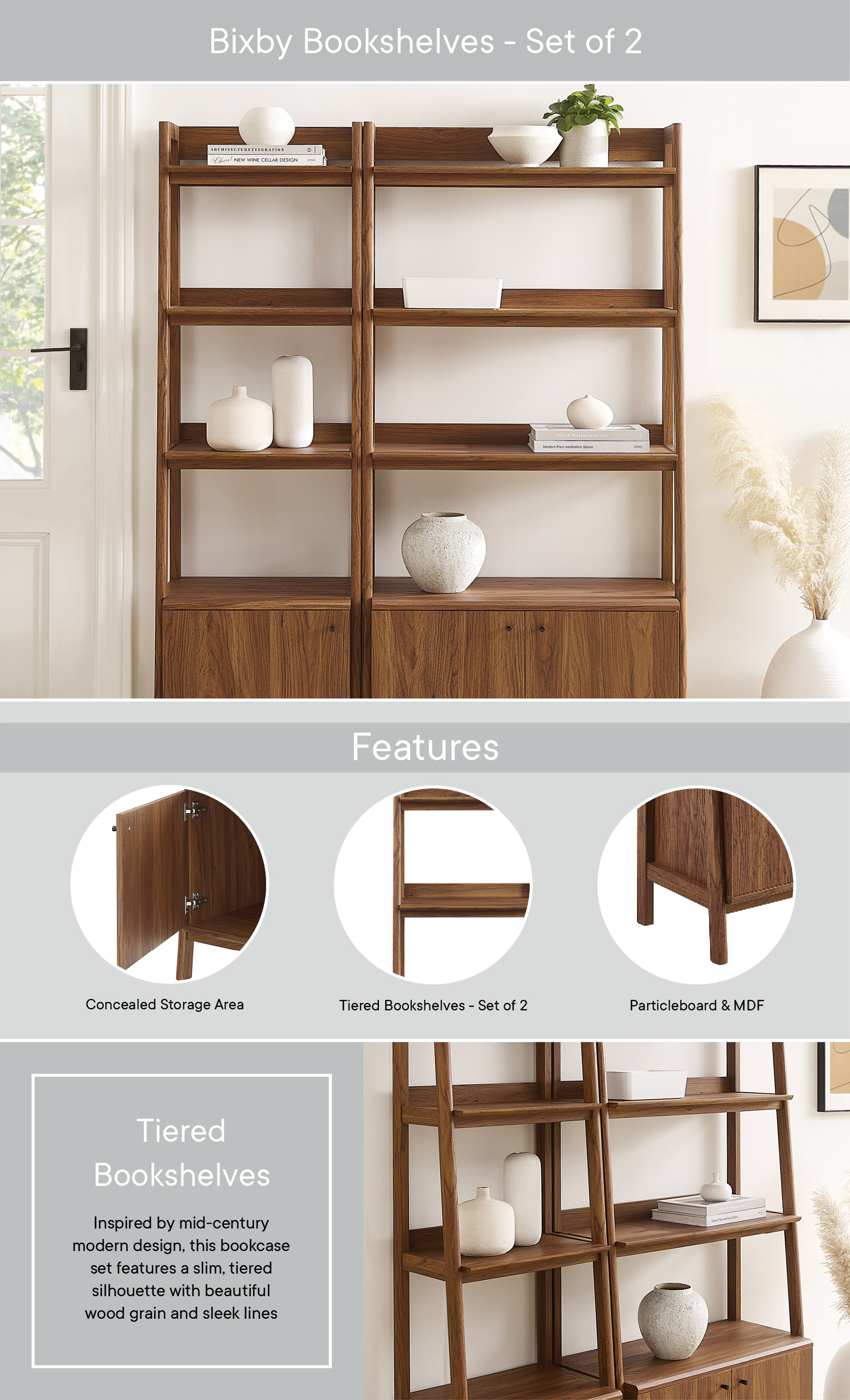 Bixby Wood Bookshelves - Set of 2