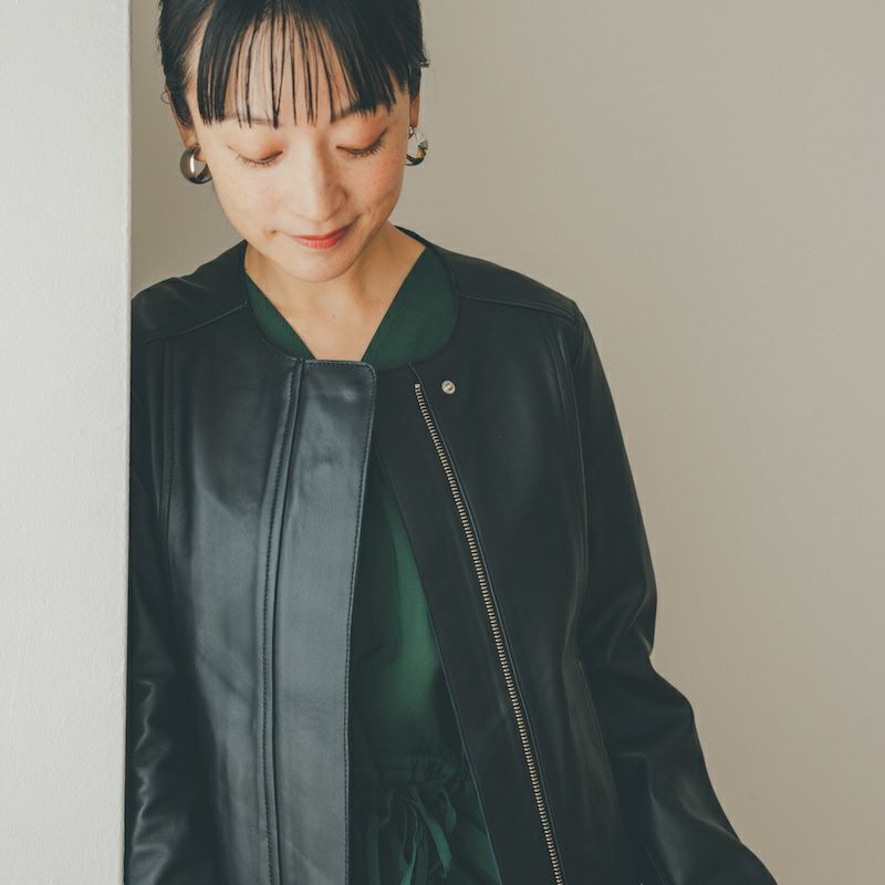 ラムレザー ノーカラージャケットブルゾン(ブラック) | もりのがっこう公式