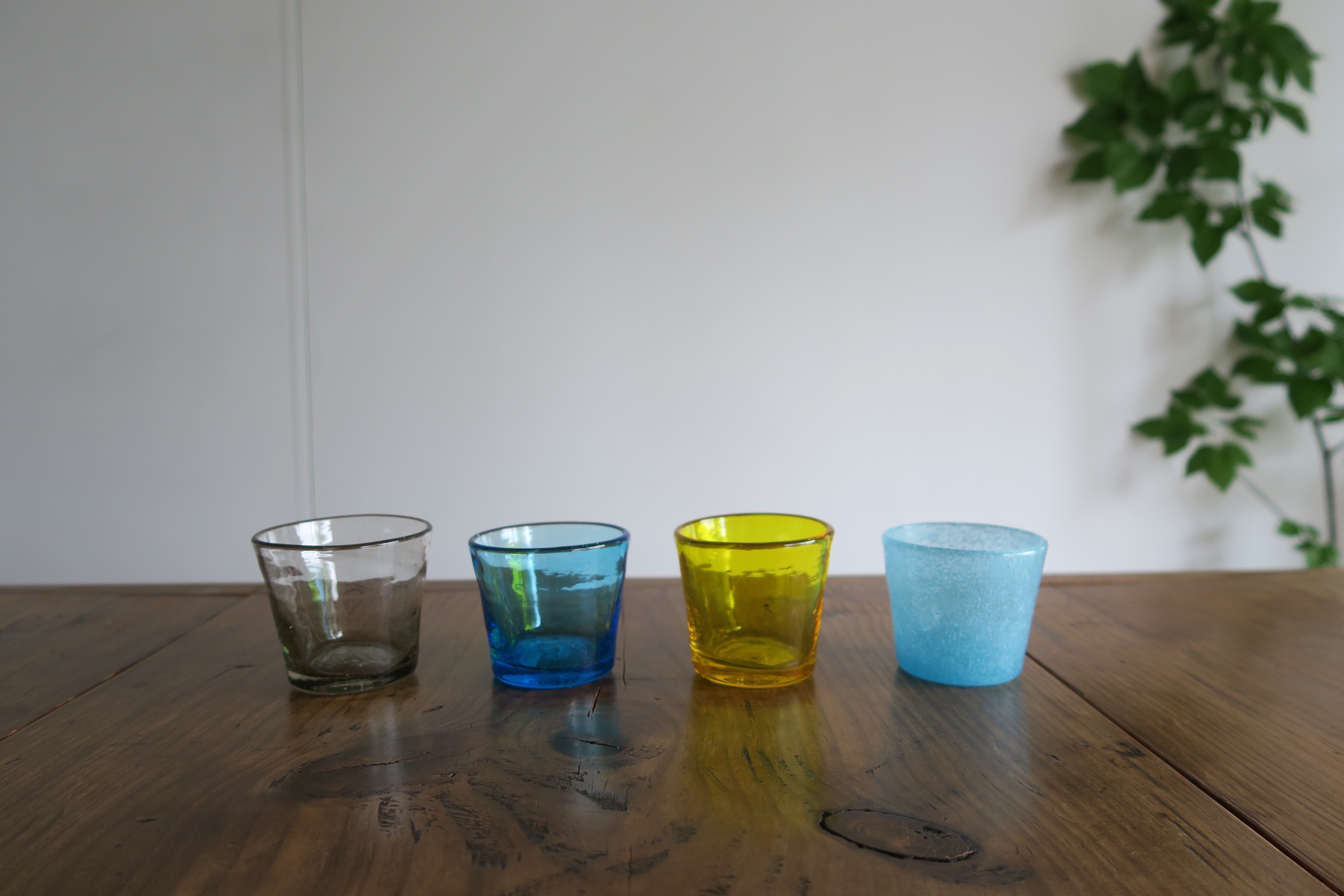 横山秀樹 グラス2個セット 水色 白 吹きガラス 泡 glass by hideki