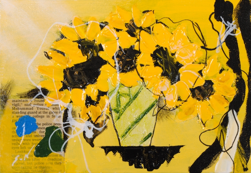 油絵の絵画で西原正一が描いた花の絵の油絵「ひまわり・2」を購入