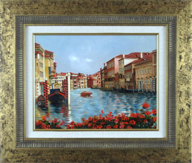 送料無料】・イタリア風景画・志村好子「VENEZIA」・油彩・F6