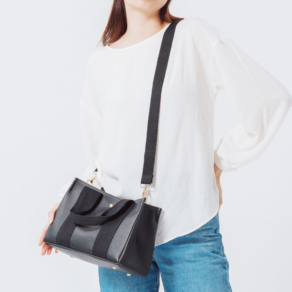 PVC(合成皮革) ショルダーベルト付き マグネット式 ミニ トート