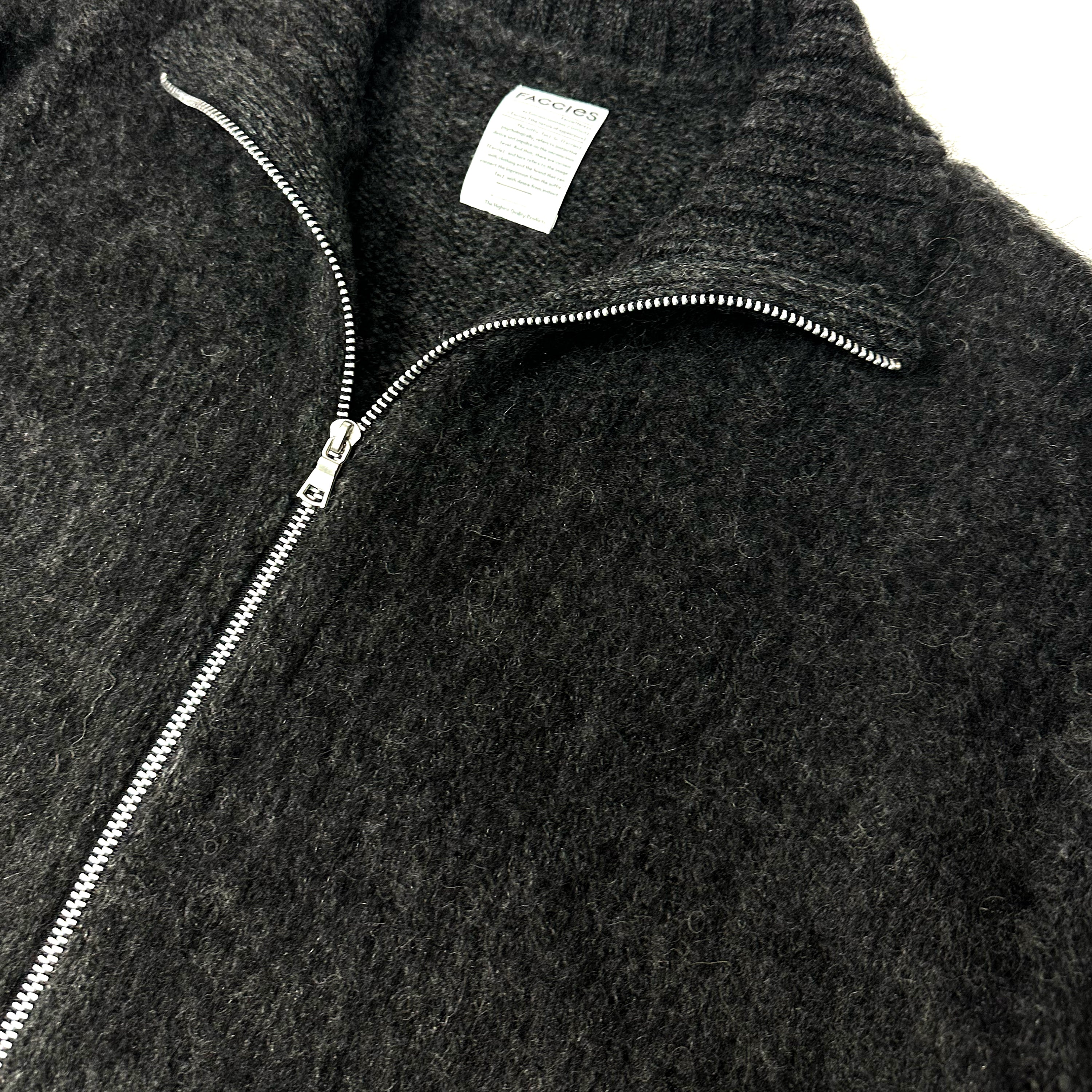 FACCIES -【SHAGGY DRIVERS KNIT JACKET(BLACK)】ファッチーズ