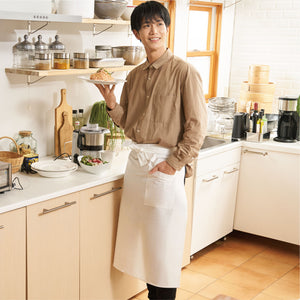 エプロン 白 タオル掛け ループ付き ロング丈 前掛け 作業 ソムリエ