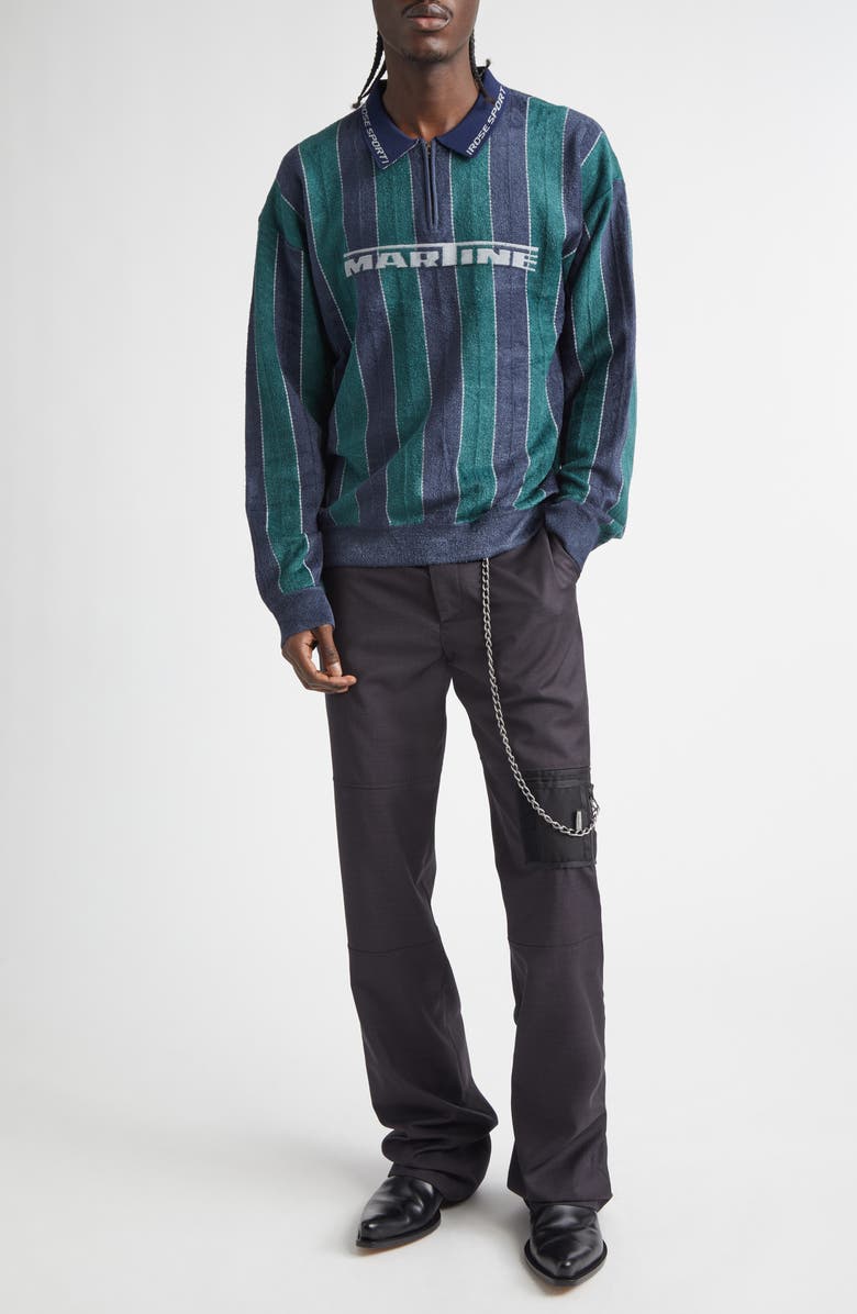 Martine Rose Sporty Logo Stripe Quarter Zip Polo | Nordstrom