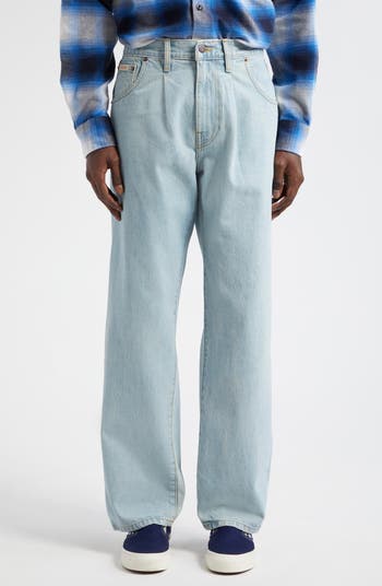 Noah Pleated Selvedge Straight Leg Jeans | Nordstrom